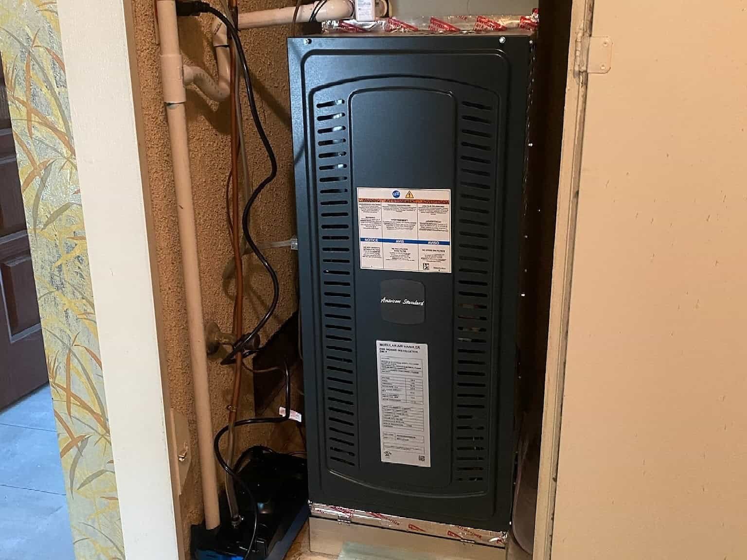 HVAC furnace installation in a residential home in Los Angeles area.