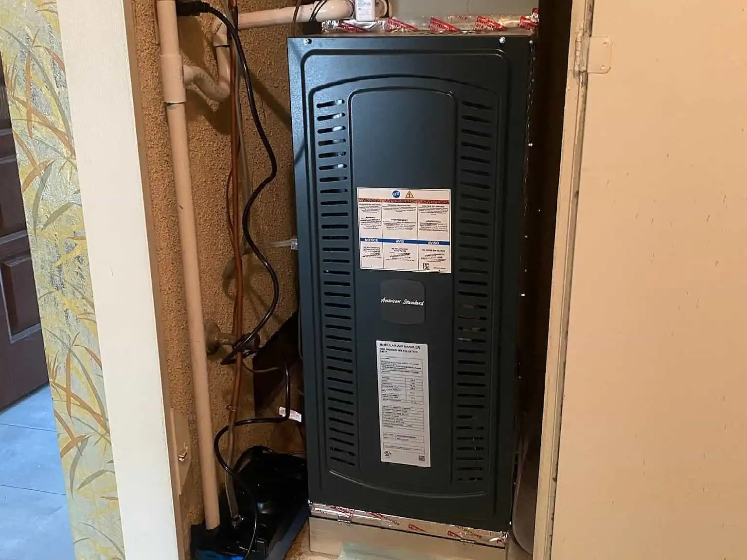 HVAC furnace installation in a residential home in Los Angeles area.