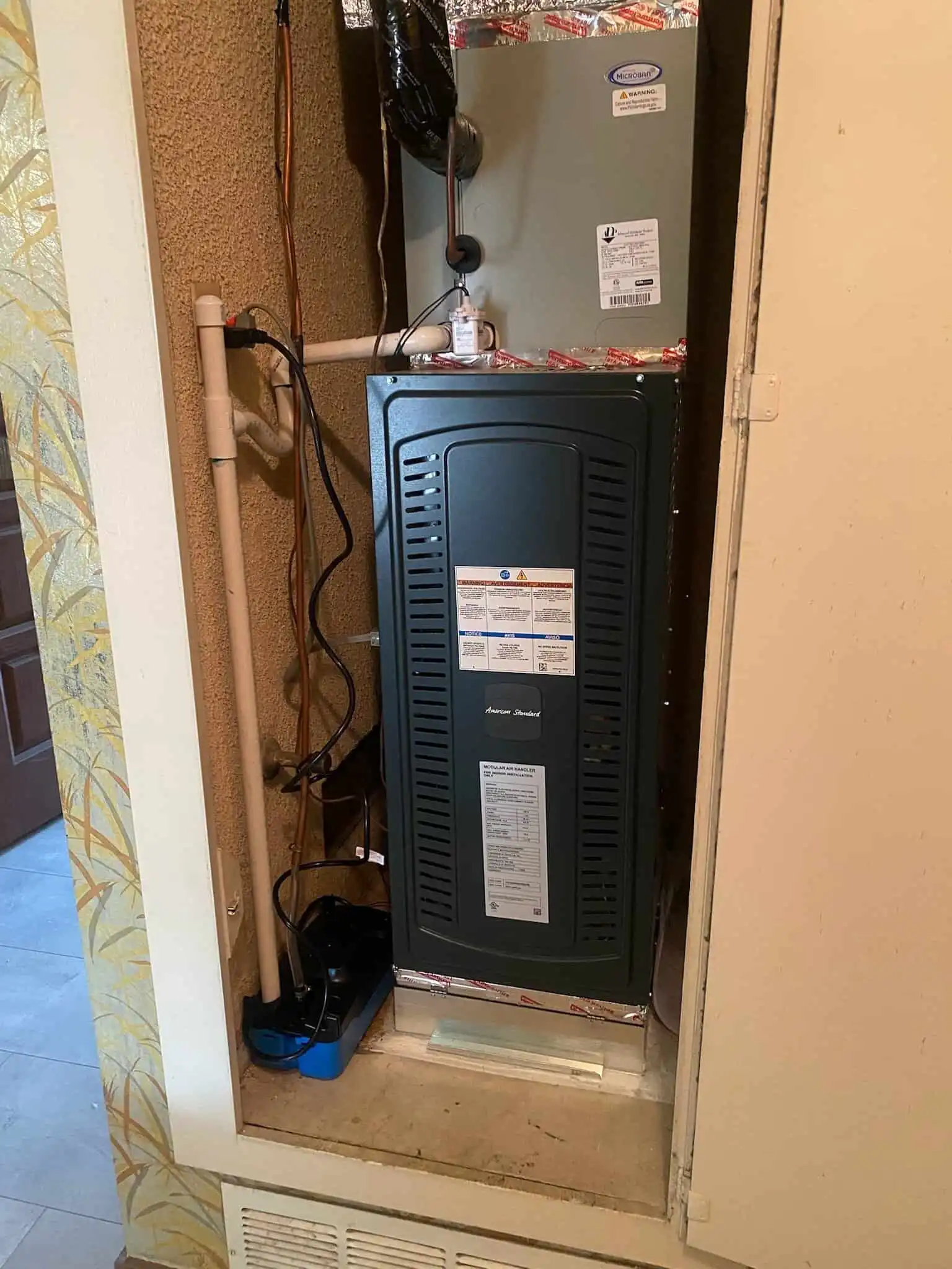 Furnace system in a utility closet in Los Angeles area.