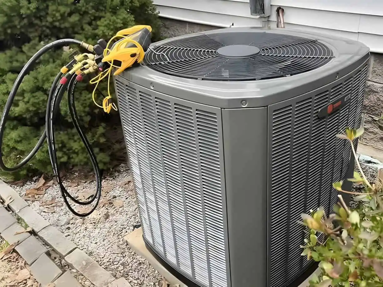 High-efficiency HVAC heat pump unit in Los Angeles area.