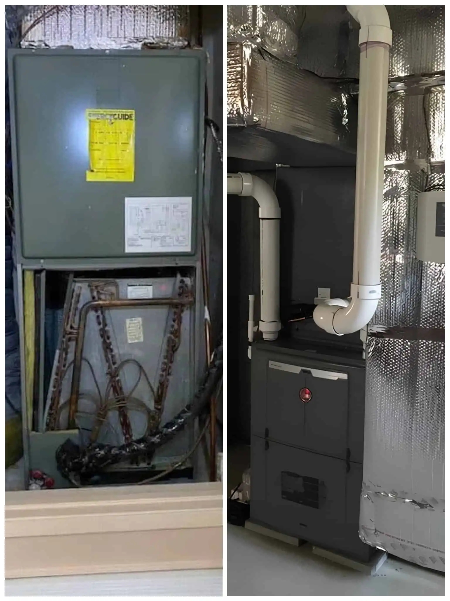 High-efficiency HVAC system installation in Los Angeles residential basement.