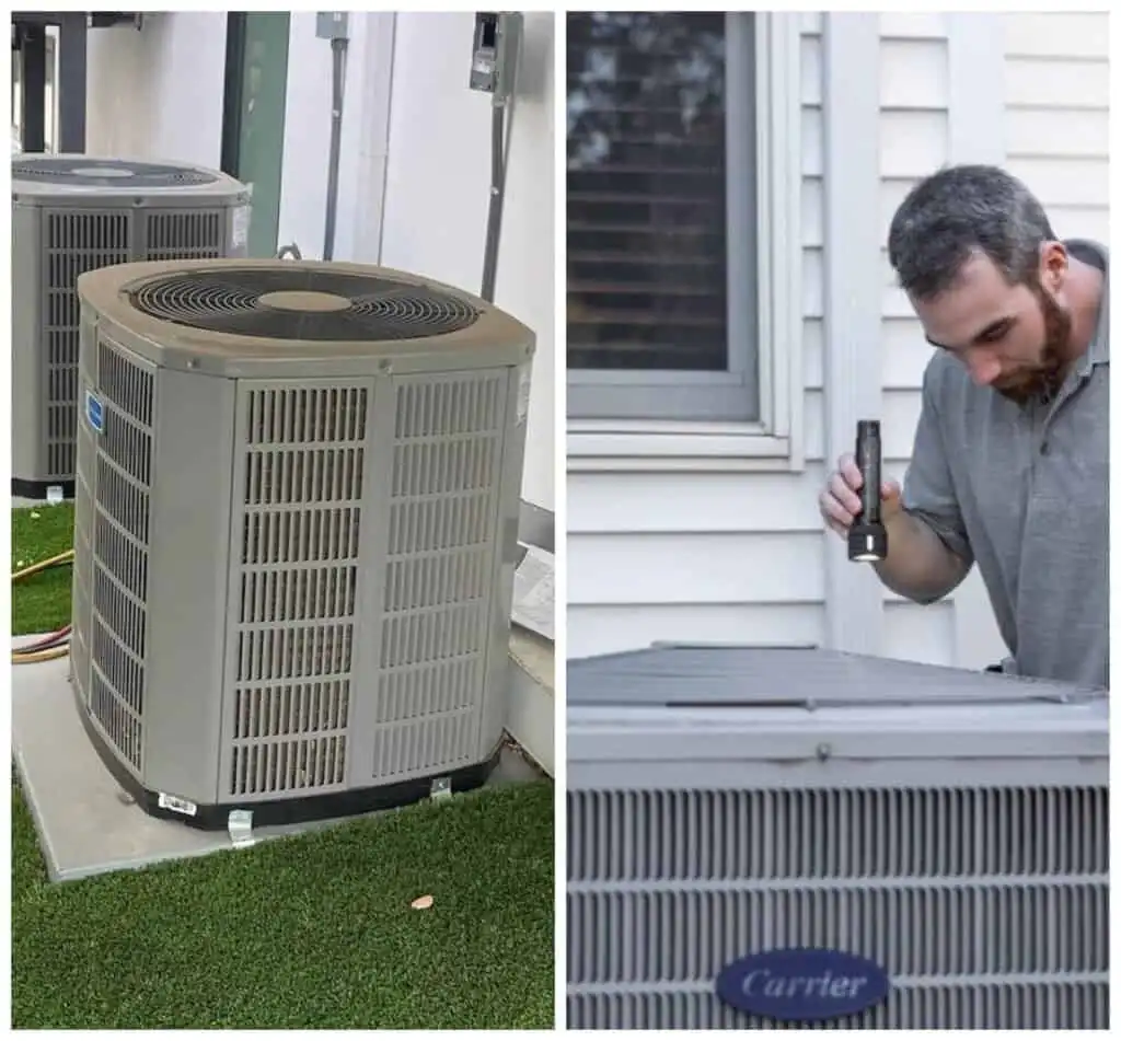 High-efficiency HVAC outdoor units installed in a Ventura County backyard.