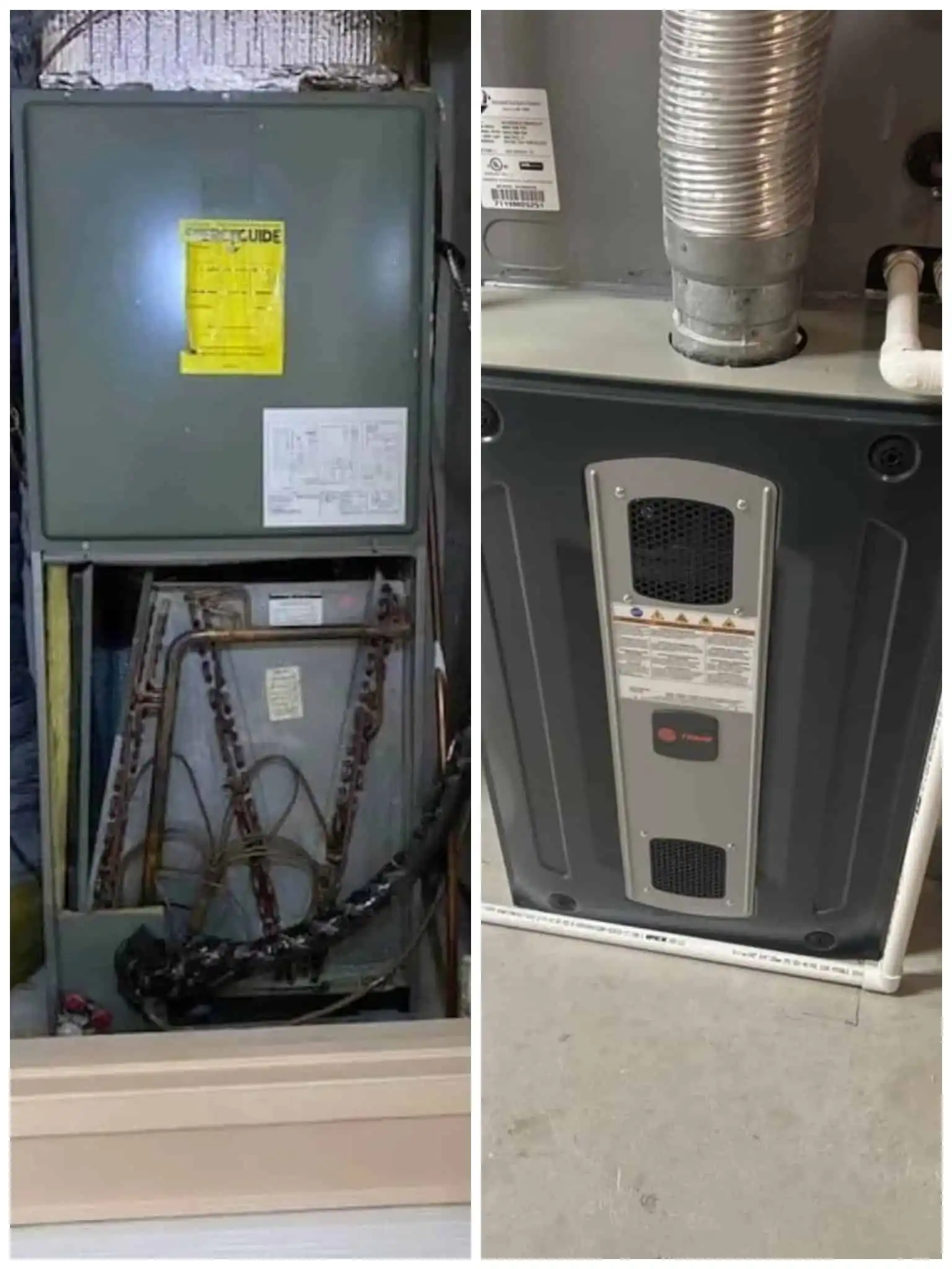 Old HVAC furnace unit in need of replacement in Ventura County area.