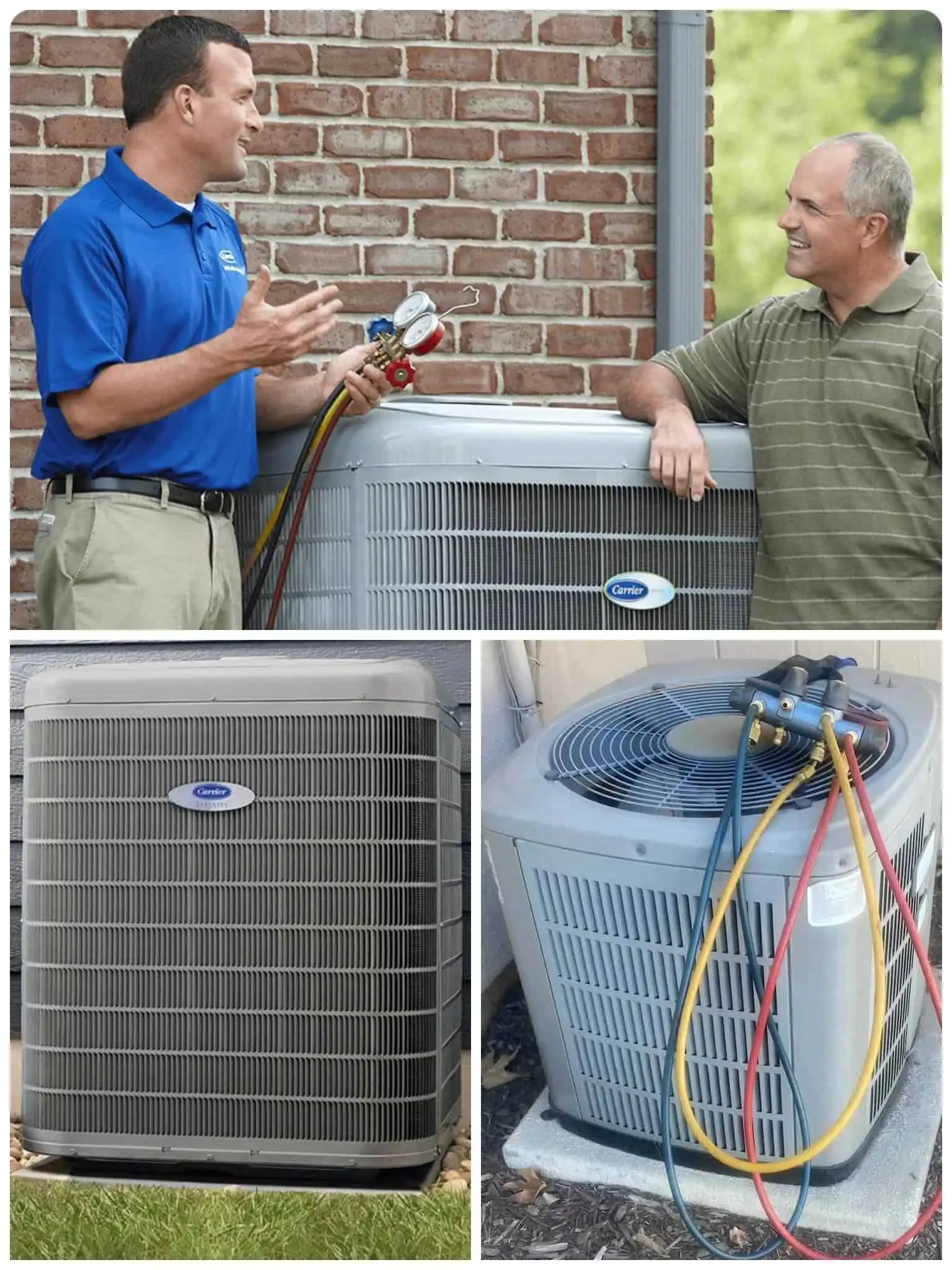 A technician explaining HVAC system to a homeowner outside in Los Angeles.