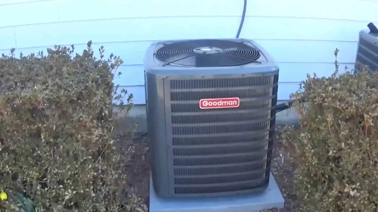 High-efficiency Goodman HVAC outdoor air conditioning unit in Los Angeles, Ventura County.