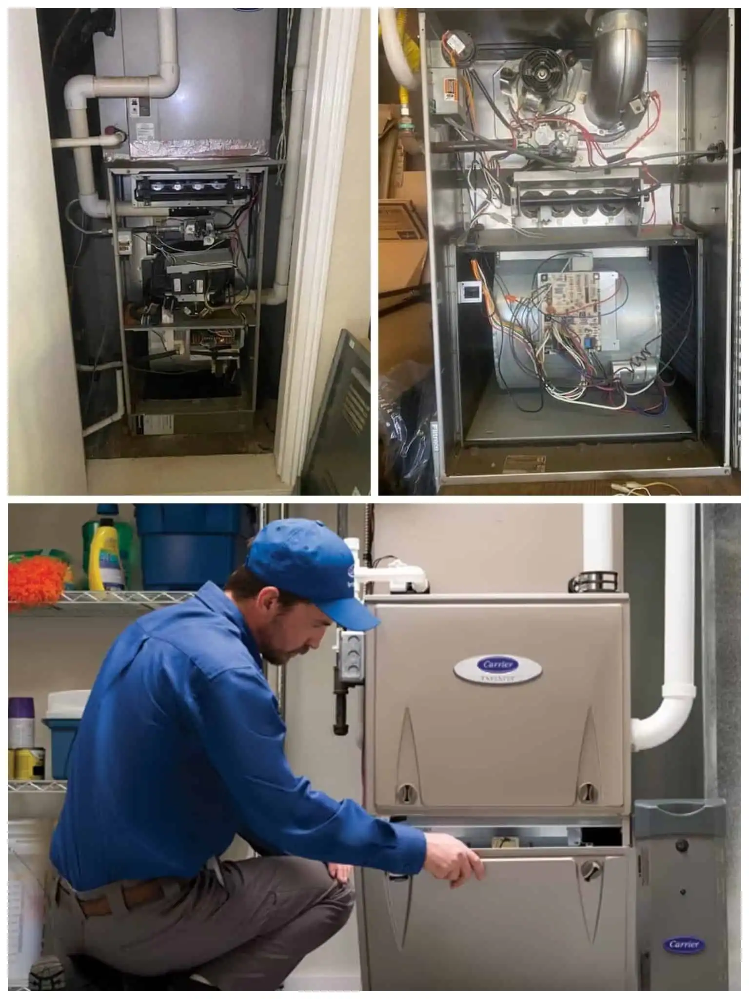 Furnace maintenance and repair in residential home.
