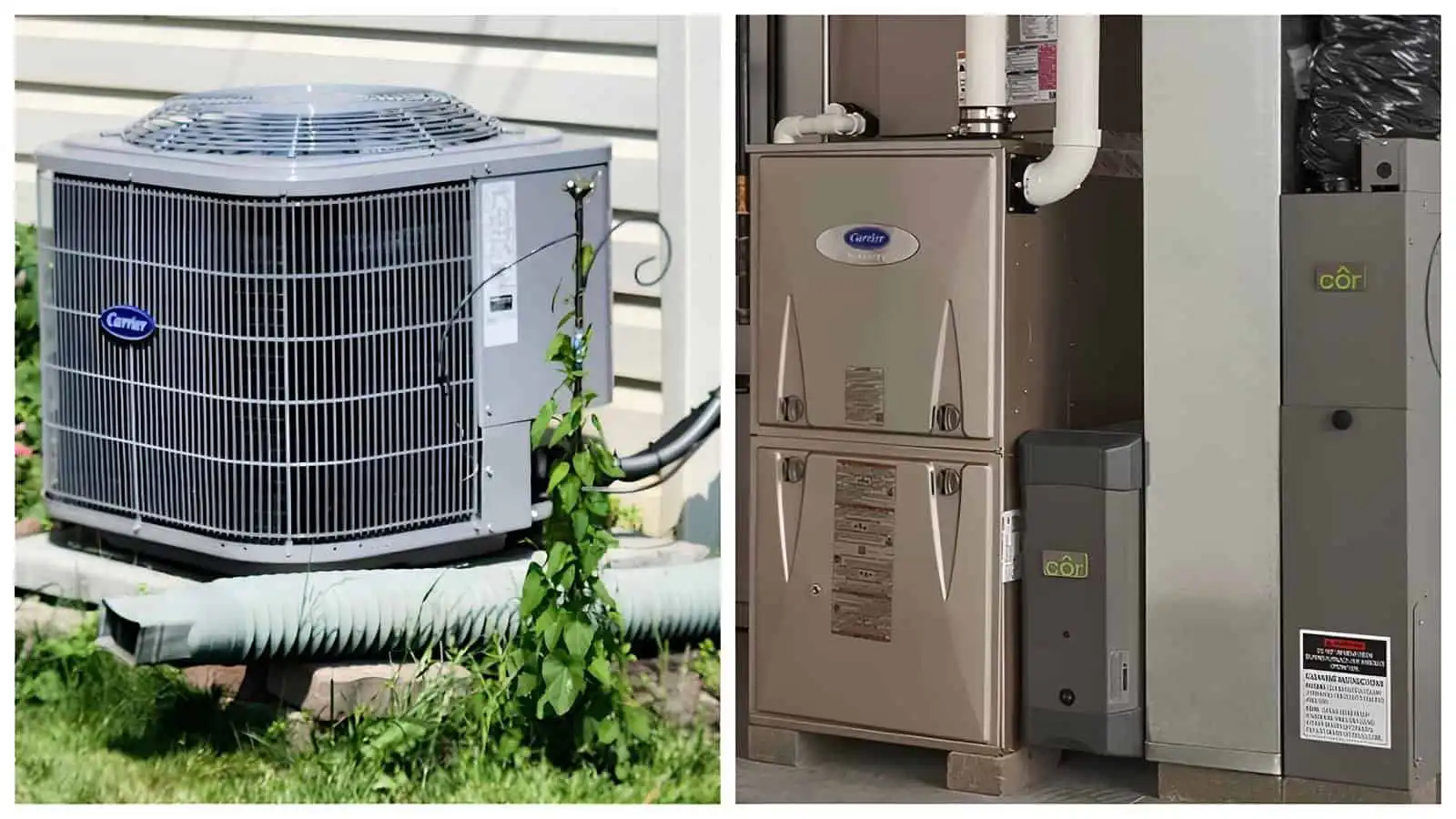 High-efficiency HVAC outdoor units installation and furnace system installation.