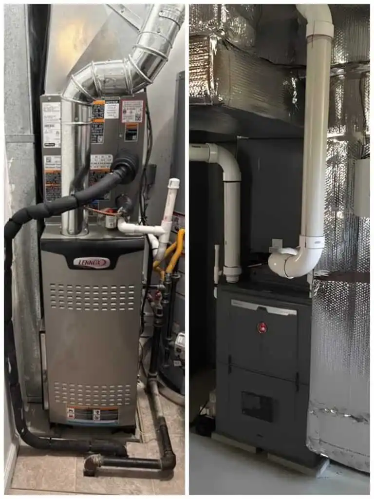 High-efficiency furnace installation, HVAC servicing.