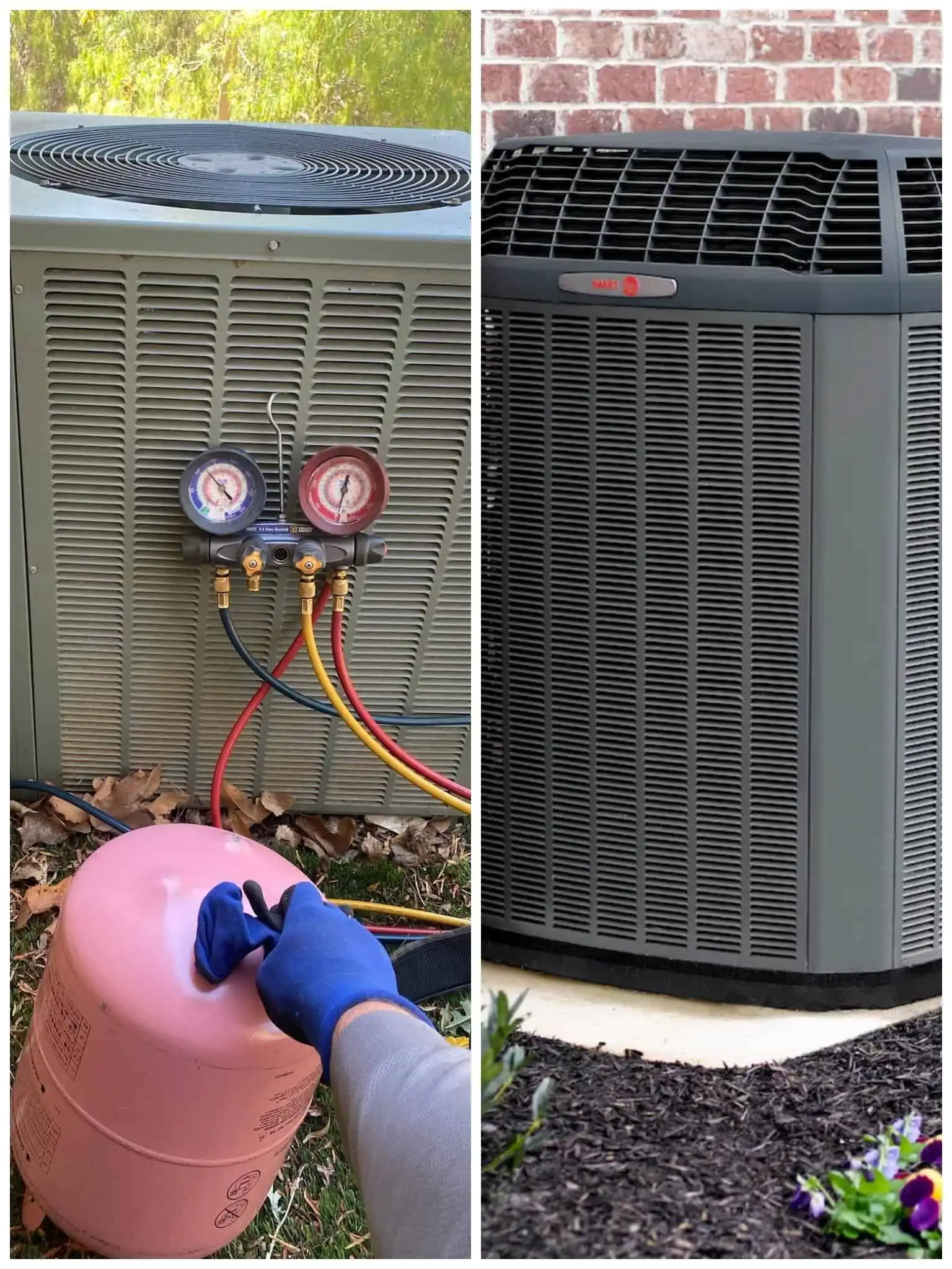 Refrigerant recharge service for HVAC units in outdoor systems.