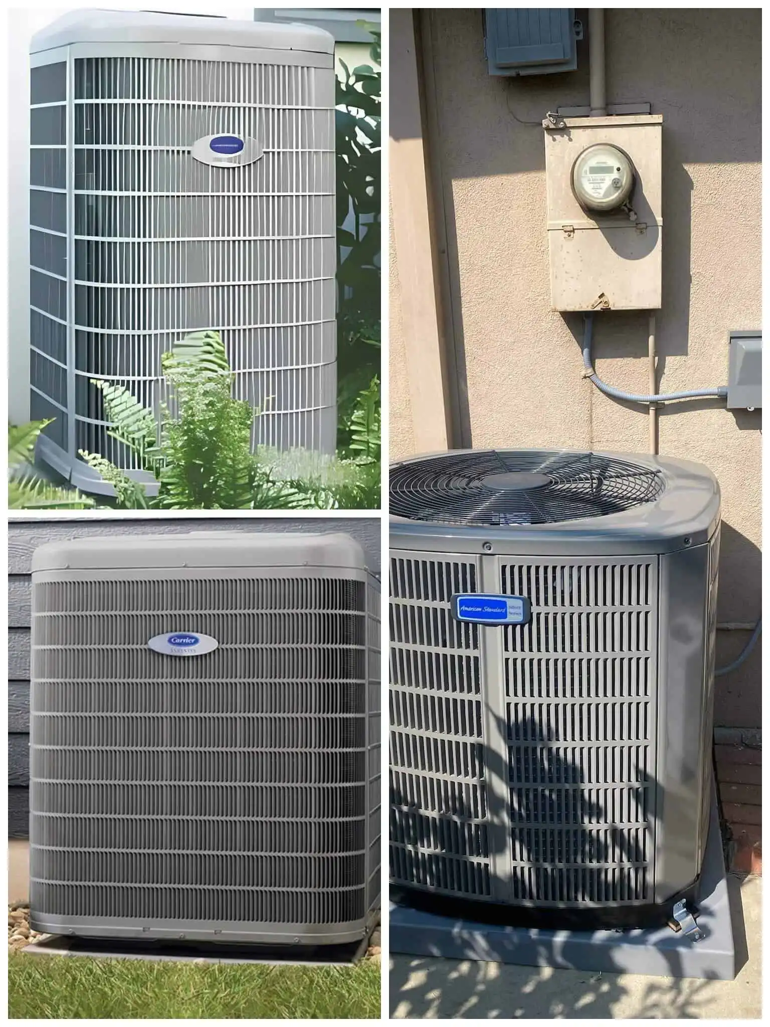 A/C unit installation in sunny backyard.