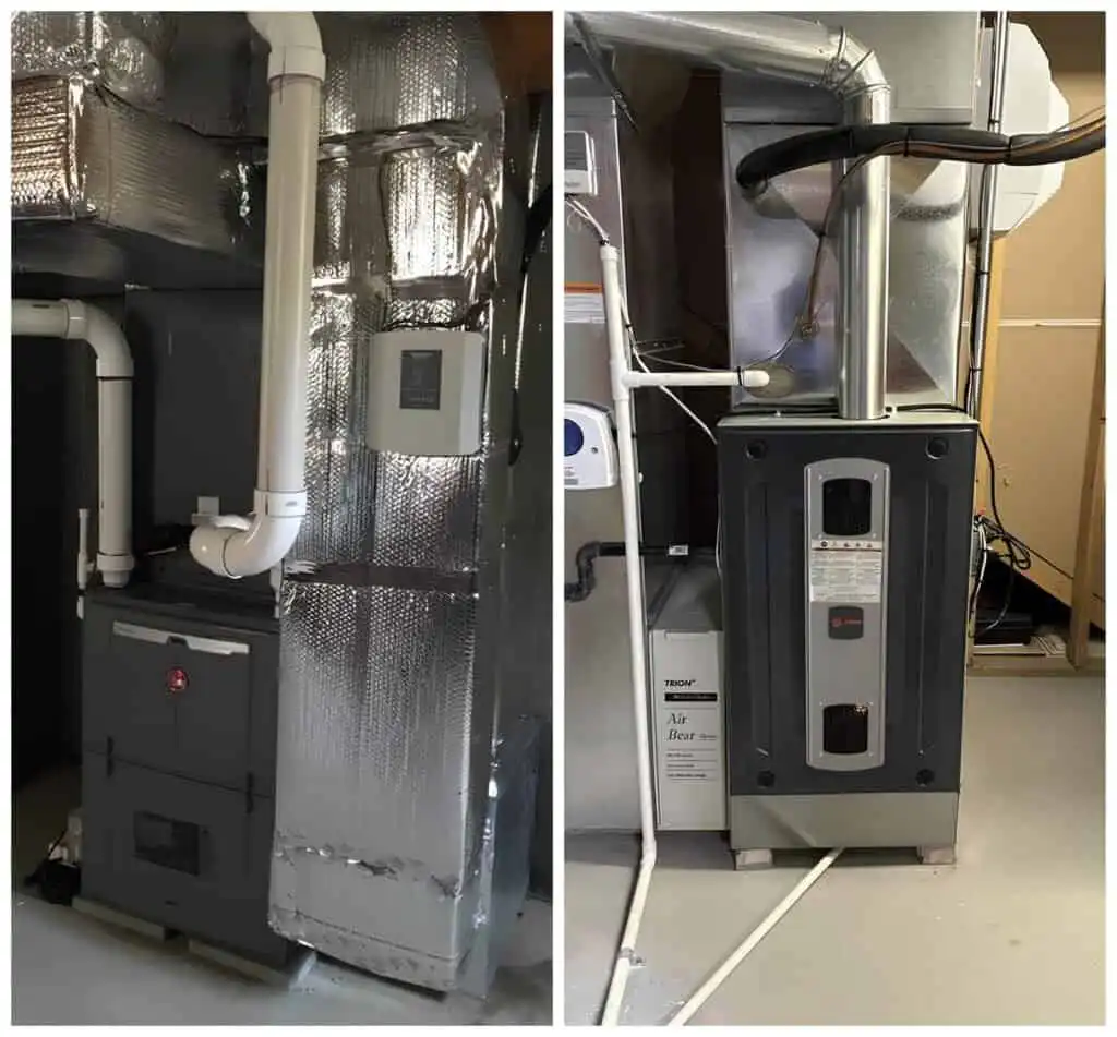 1. Indoor HVAC system with ductwork and control units.
