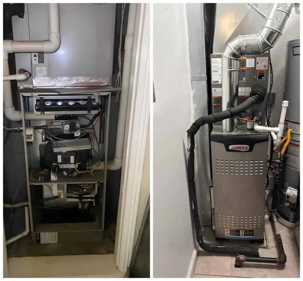 New furnace installation in basement.