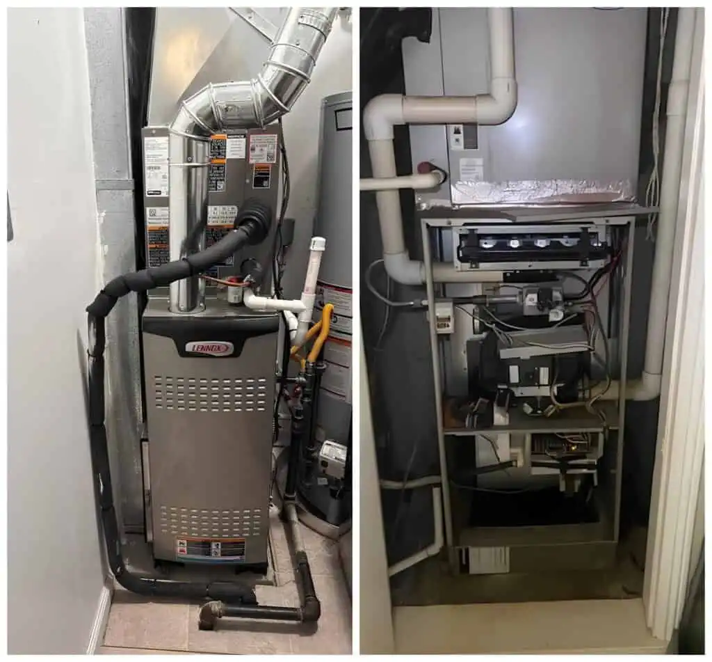 Furnace installation in basement.