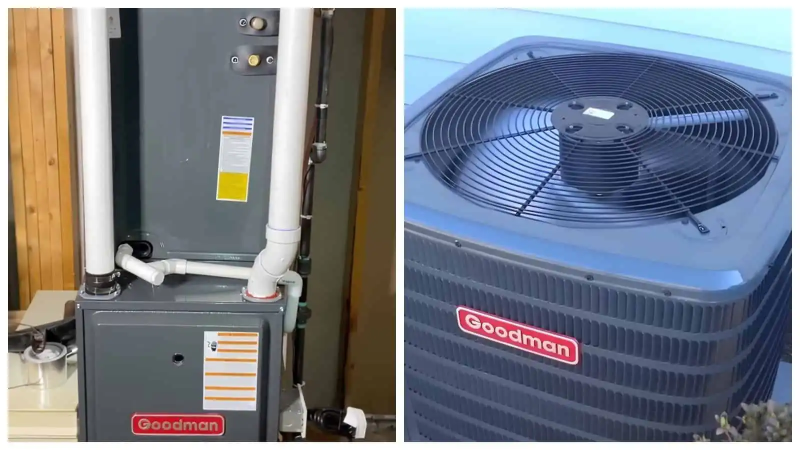 High-efficiency HVAC system installation with Goodman brand equipment.