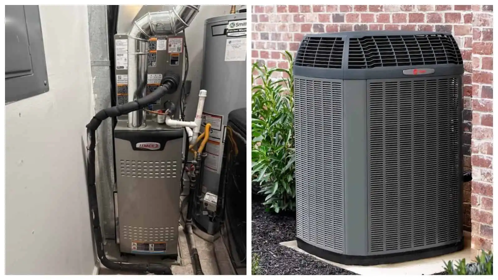 Furnace replacement installation, indoor and outdoor units.