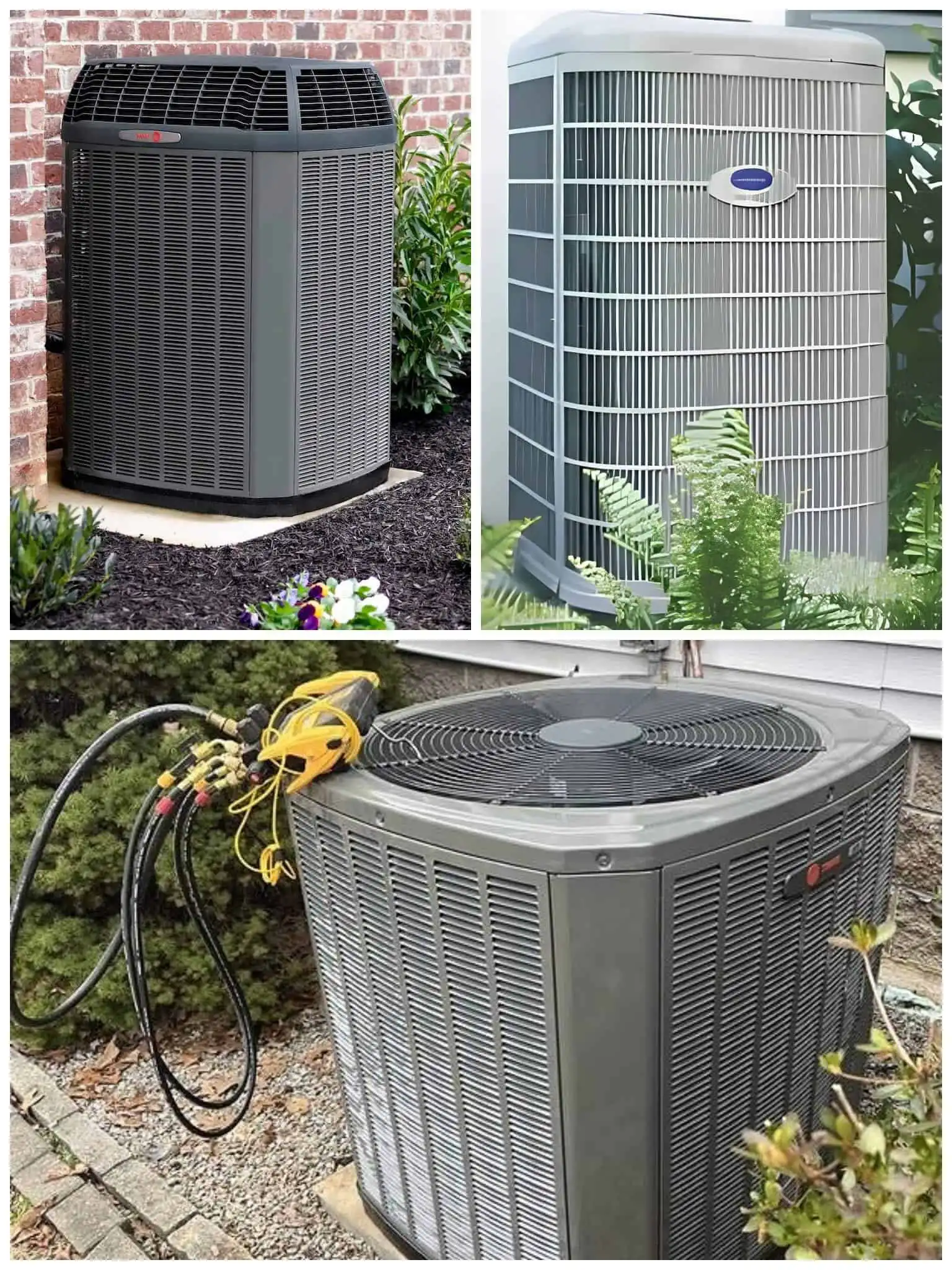 Central air conditioning units for home cooling systems.