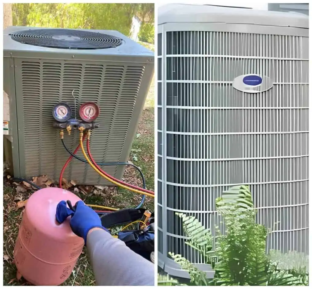 Refrigeration system maintenance or repair outdoor units.