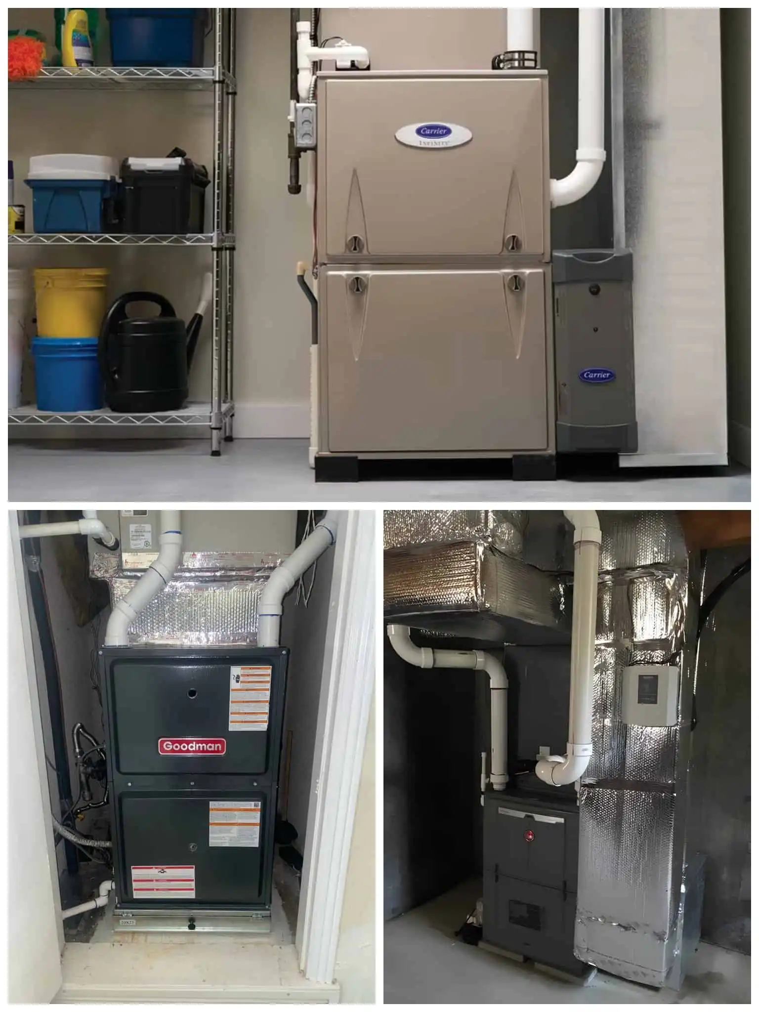 Commercial HVAC furnace and ductwork in utility room.