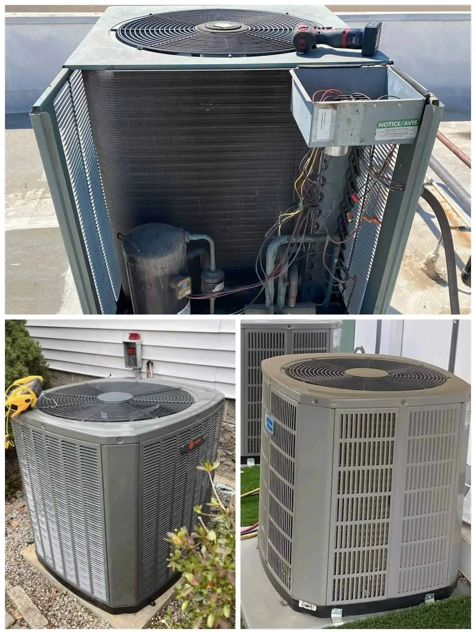 HVAC system unit with exposed components on rooftop.