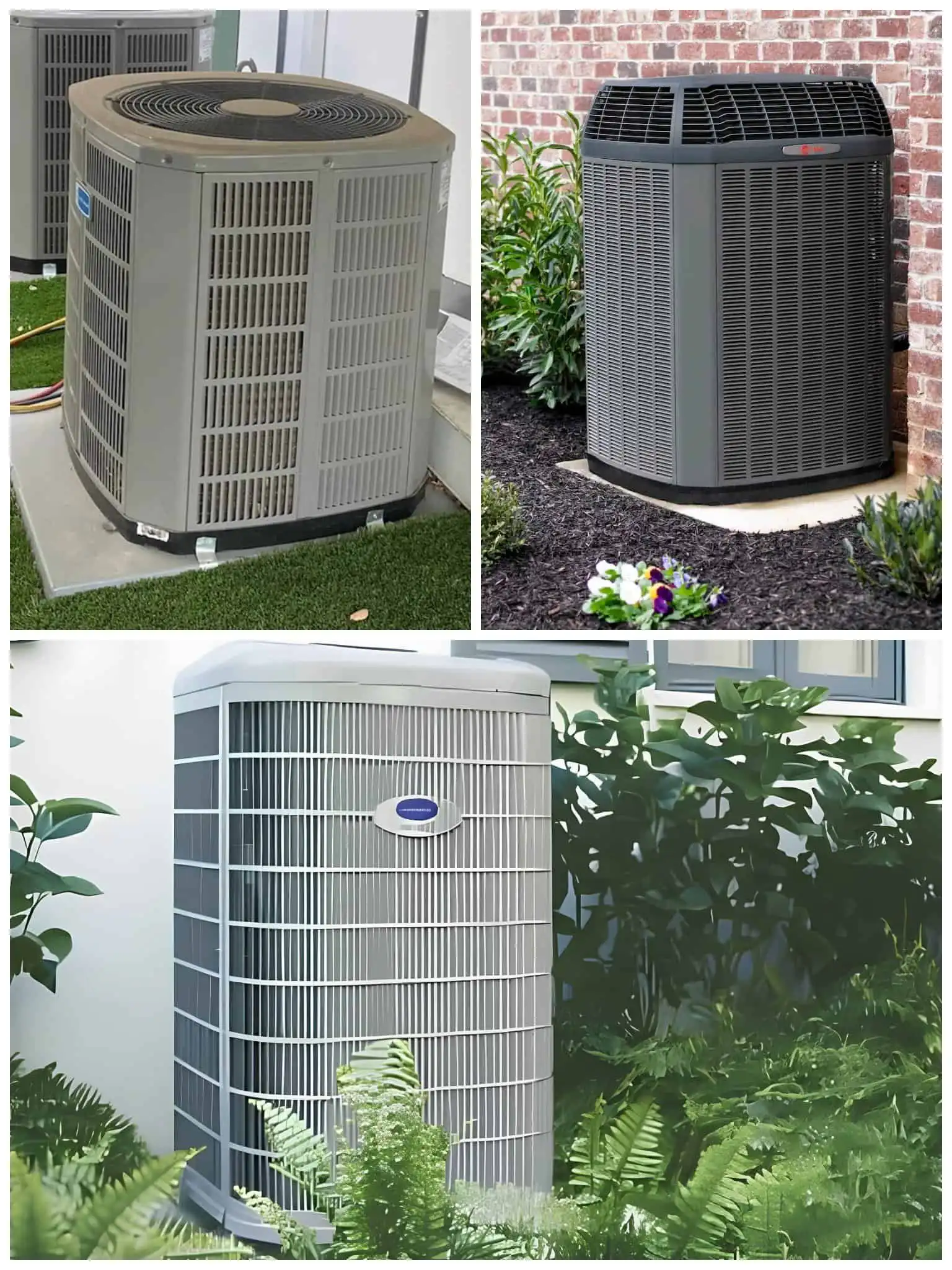 Three different heat pump units installed outdoors in Ojai.