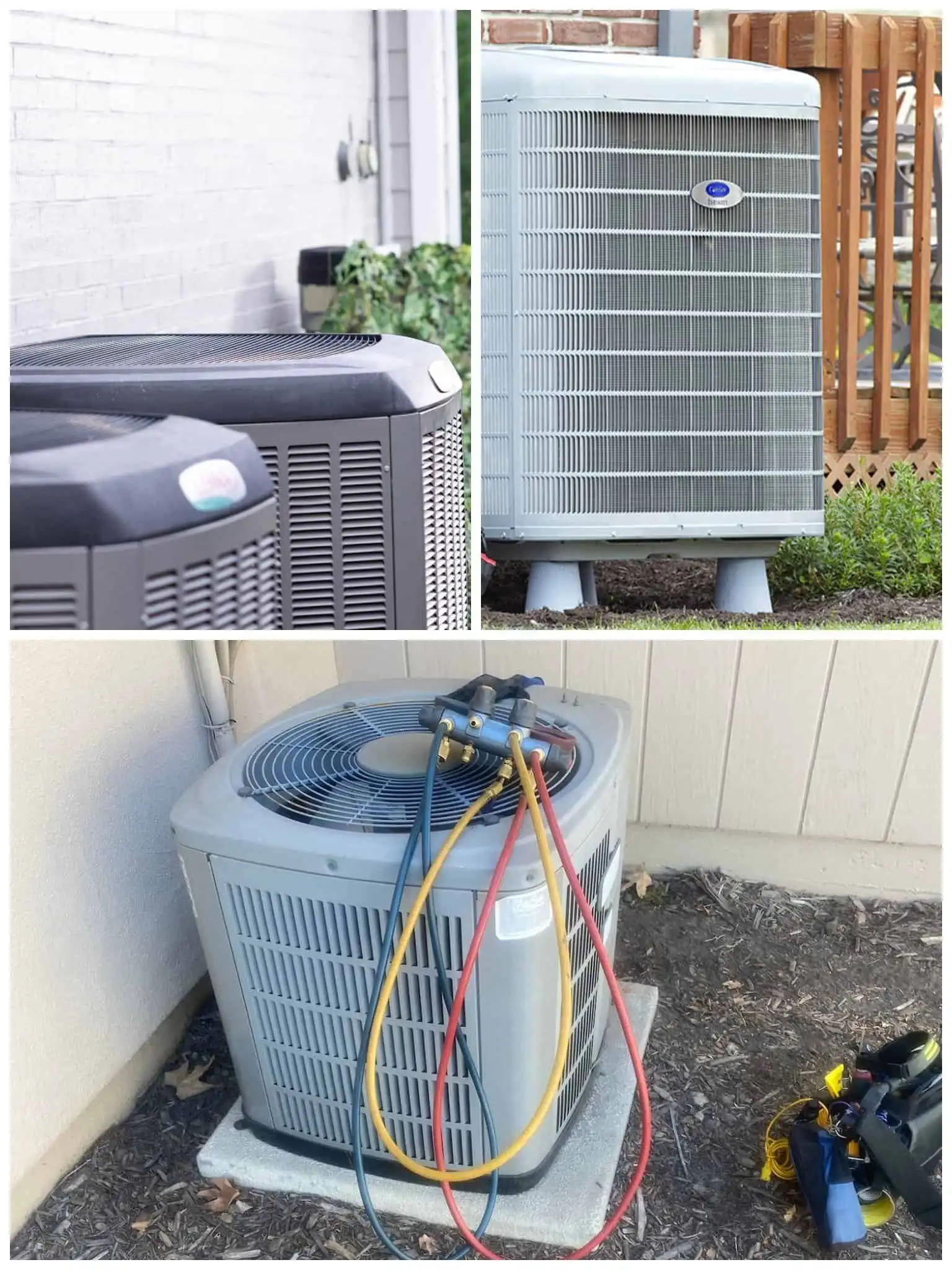 Outdoor heat pump unit for repair work.