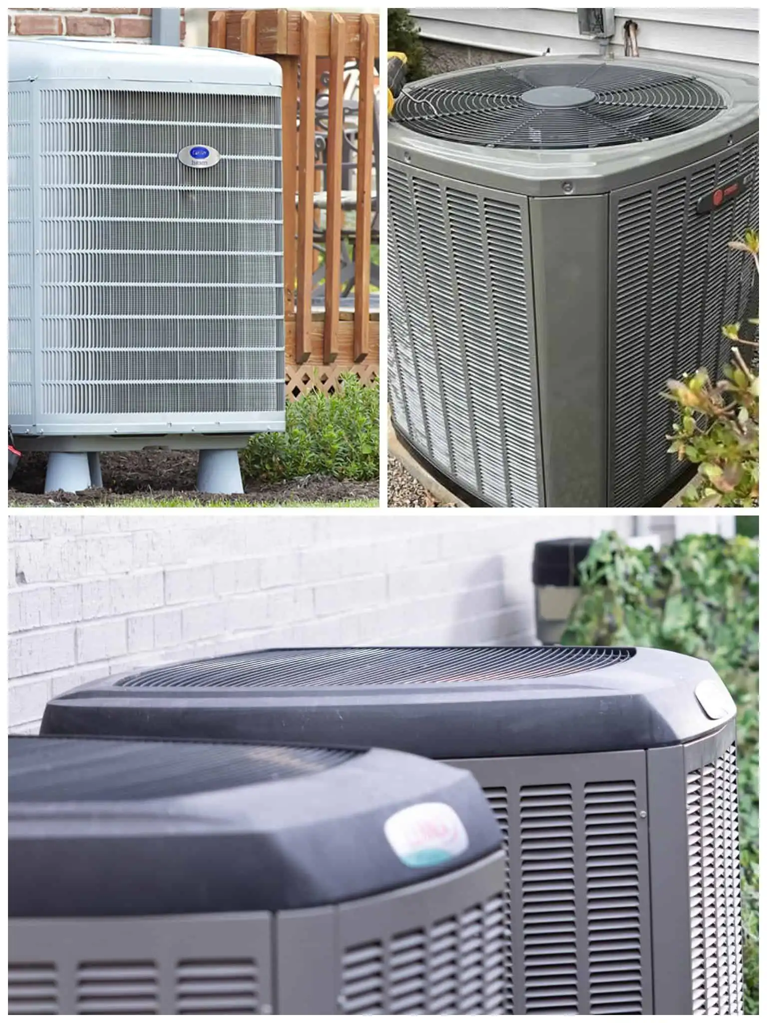 Outdoor heat pump units installed outside homes in Ojai.