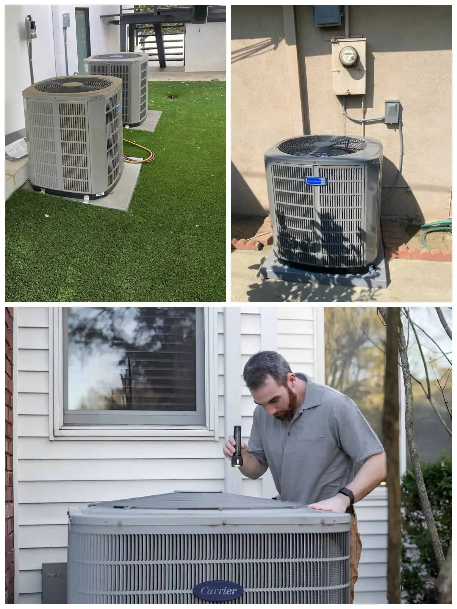 Outdoor heat pump units for repair services.