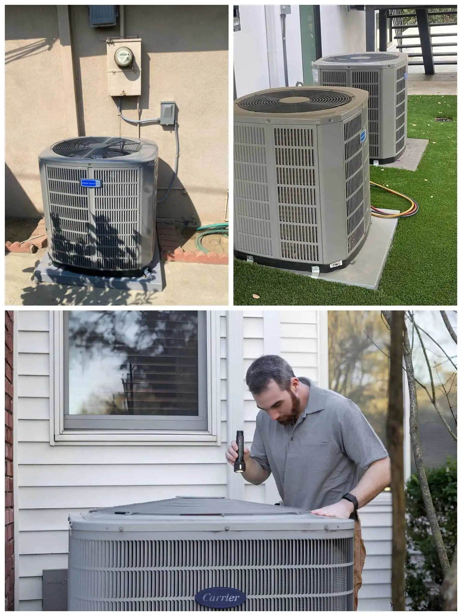 Outdoor heat pump units for repair services.