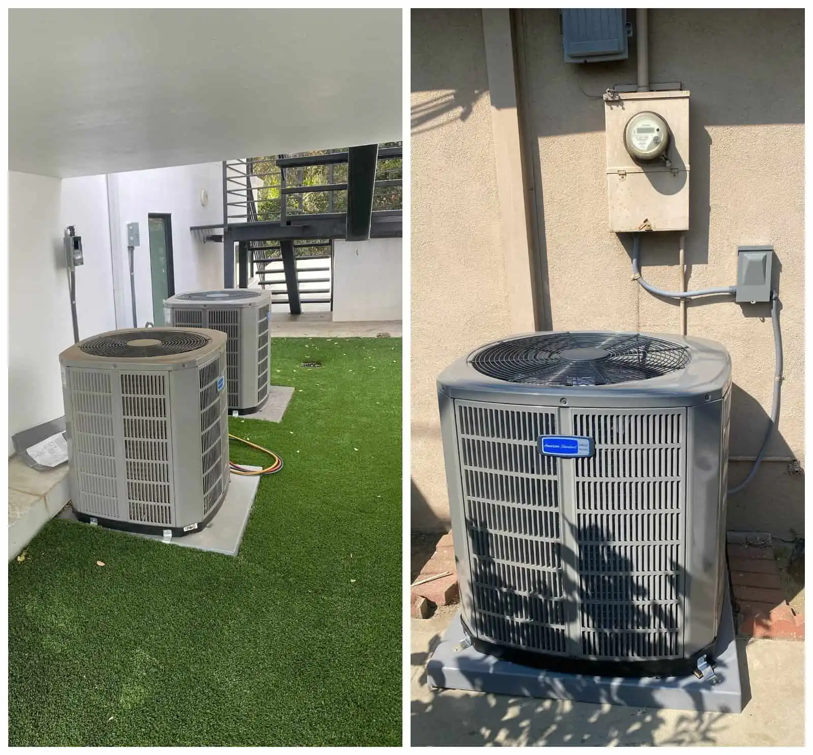 Outdoor heat pump units for HVAC system.