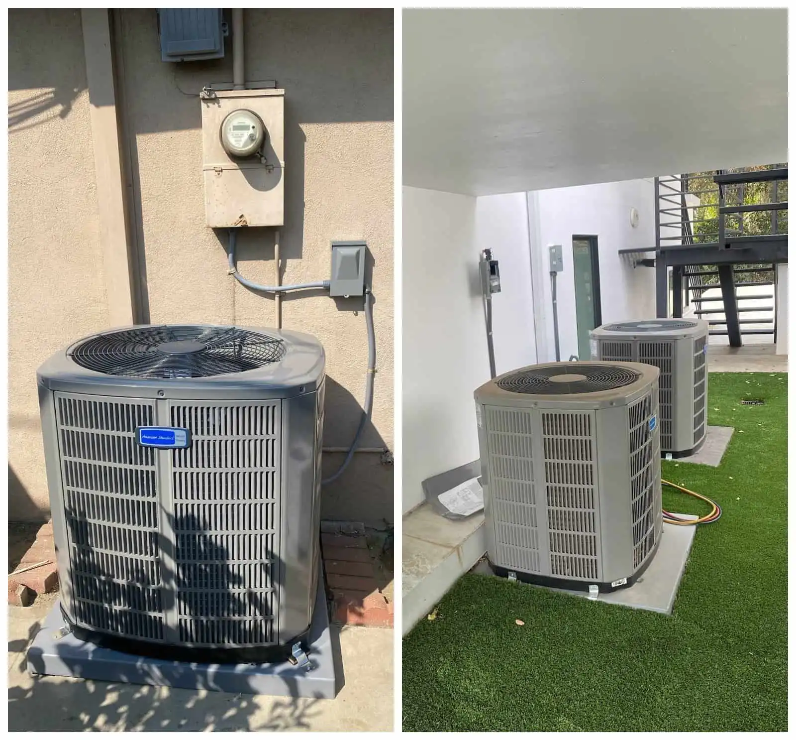 Outdoor and indoor heat pump units installed in Ojai.