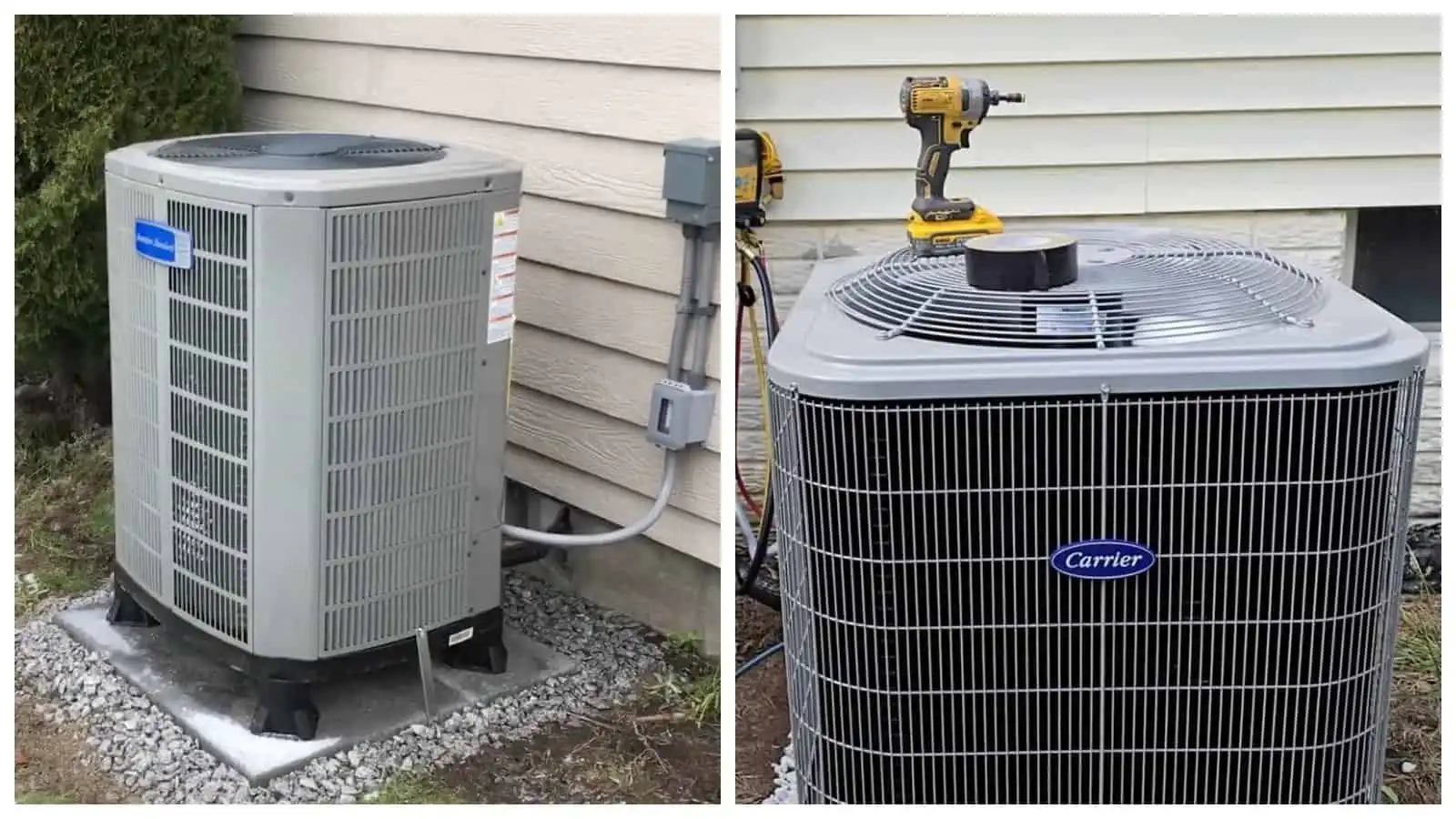 Outdoor heat pump units for heating and cooling systems.