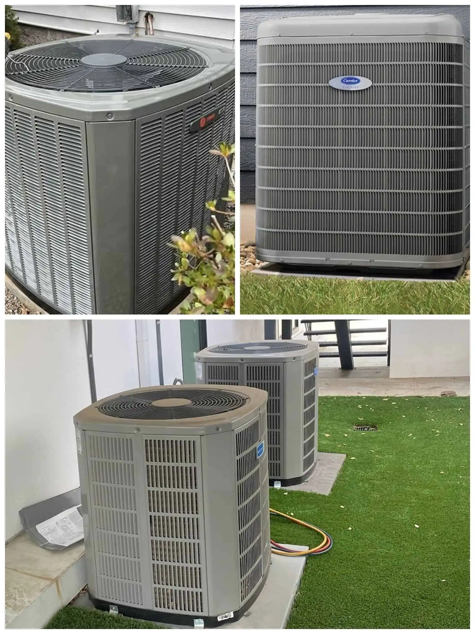 High-efficiency heat pump units for residential cooling and heating.