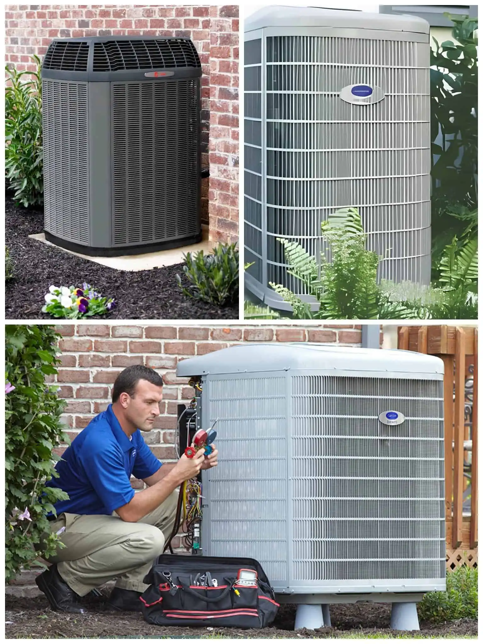 Outdoor heat pump units for repair services.