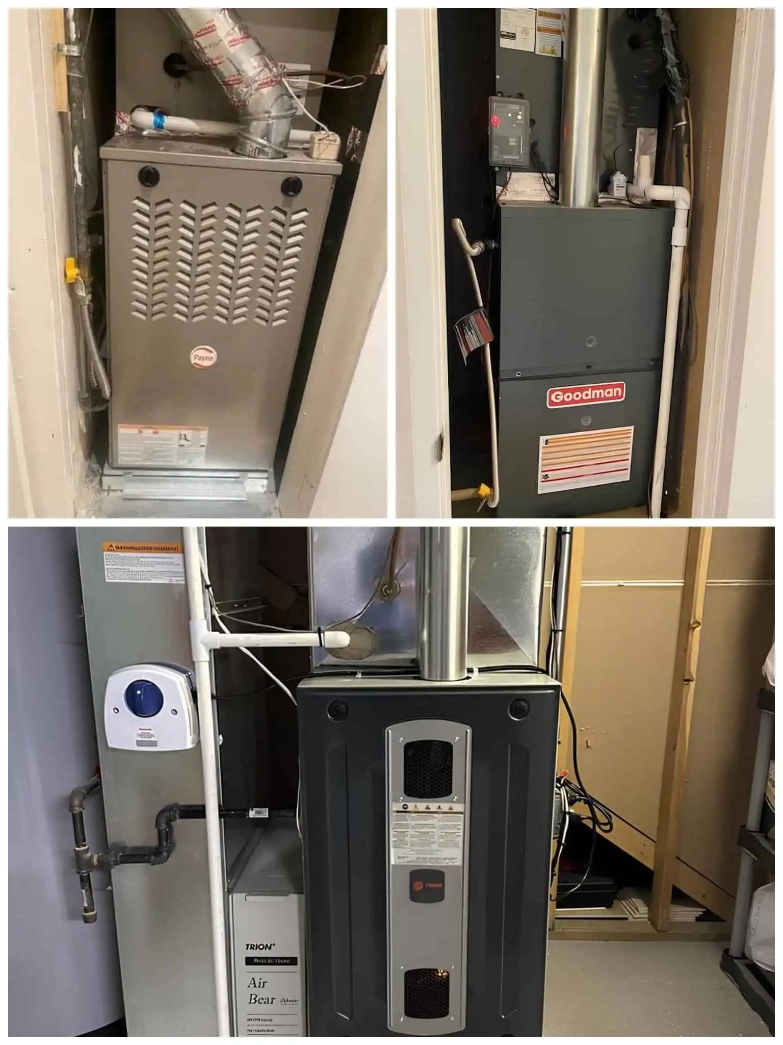 Image of furnace installation units in Ojai, showcasing different models and setups.