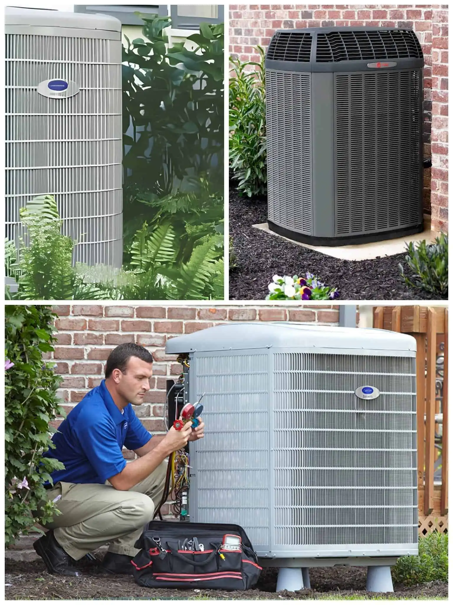 HVAC heat pump unit outside home.