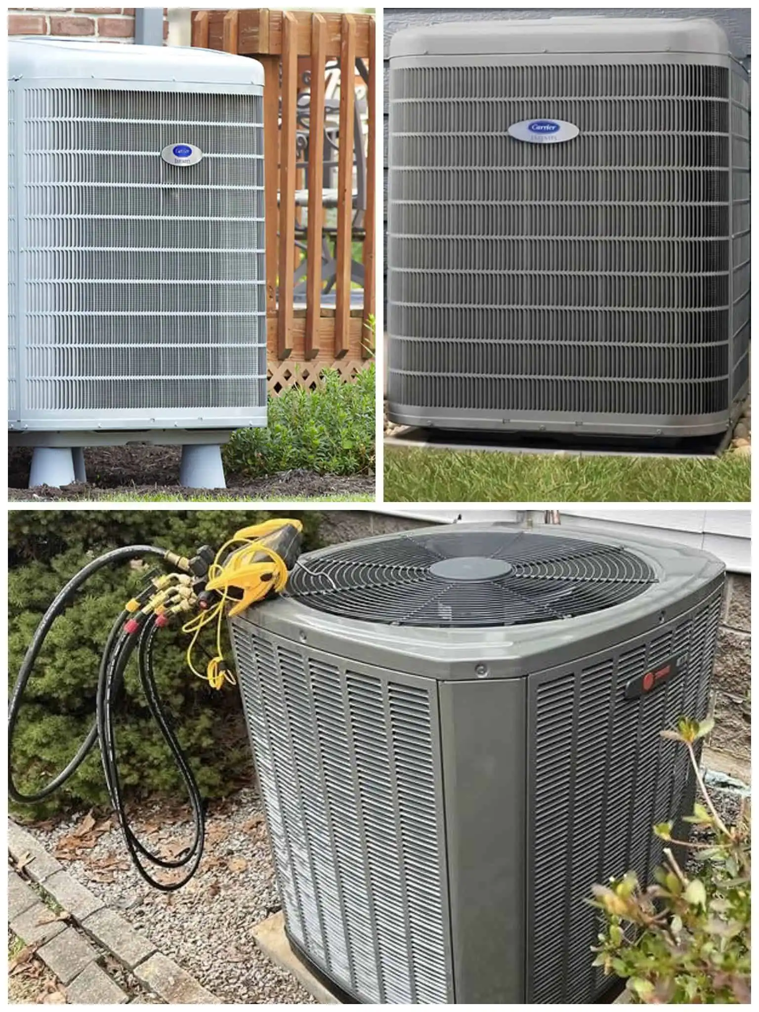 Outdoor heat pump units for efficient climate control.