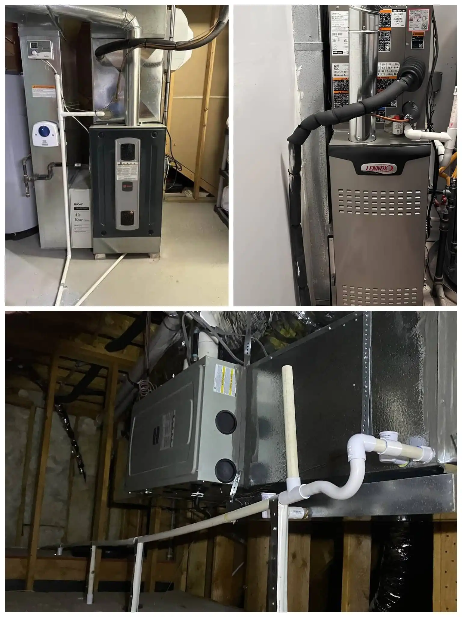 Furnace installation units in a mechanical room.