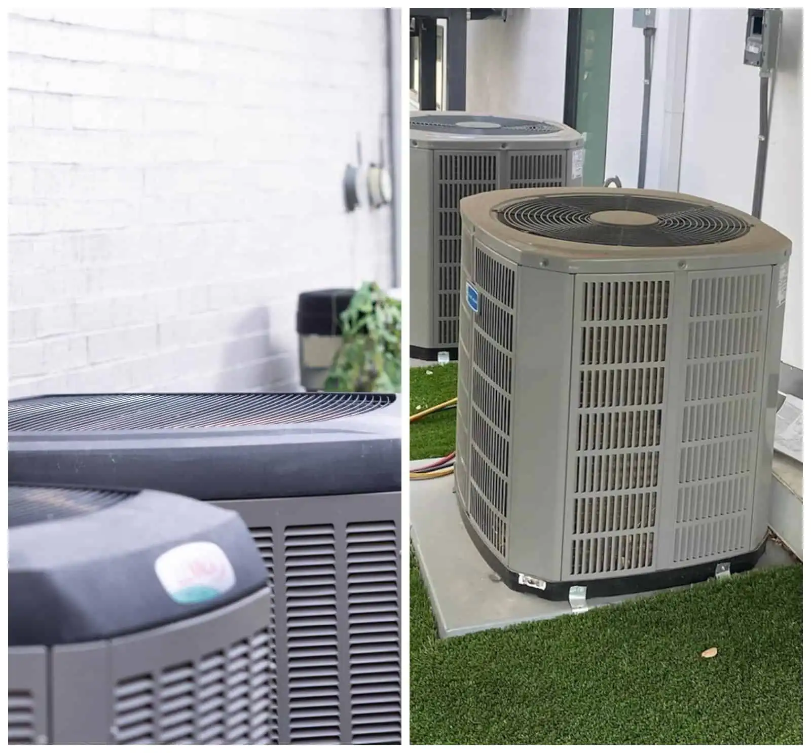 Outdoor heat pump units installed outside a building in Westlake Village.