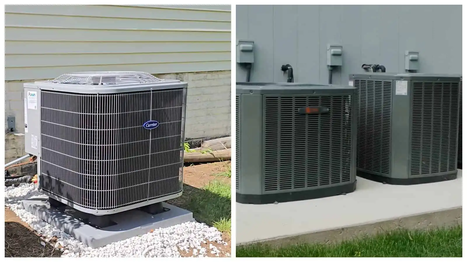 Image of two outdoor heat pump units installed outside a house.