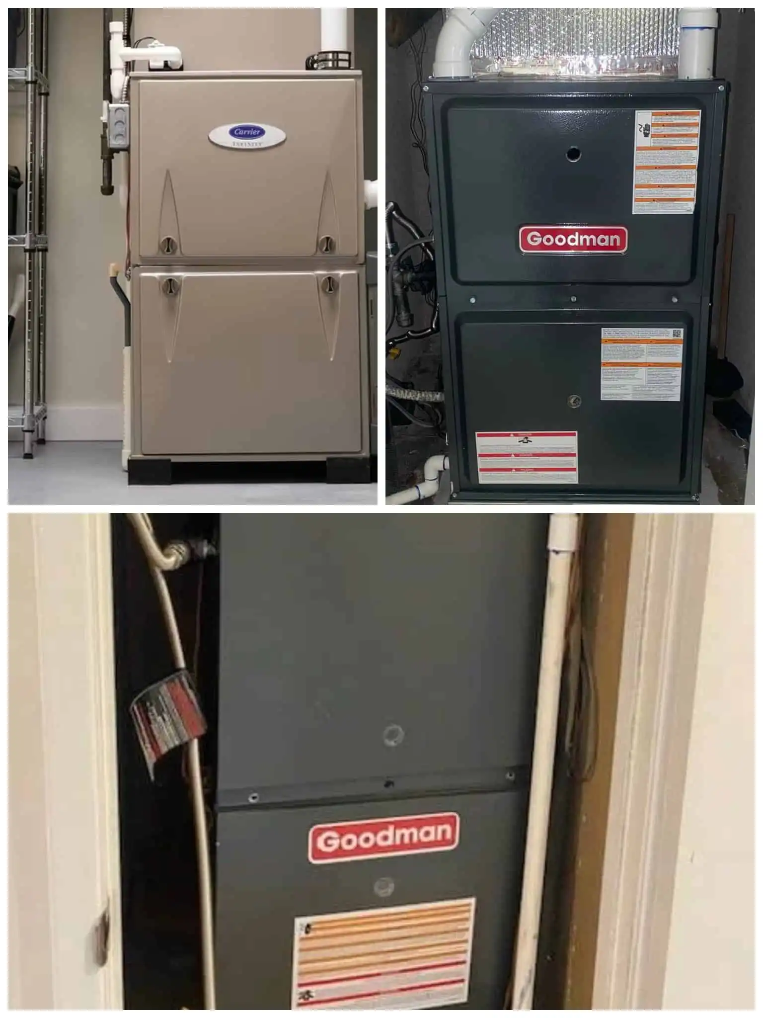 Furnace installation units in a utility room.