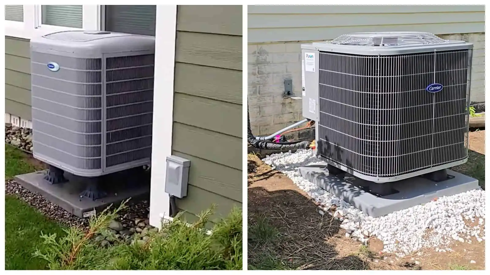 Outdoor HVAC units installed on a concrete pad.