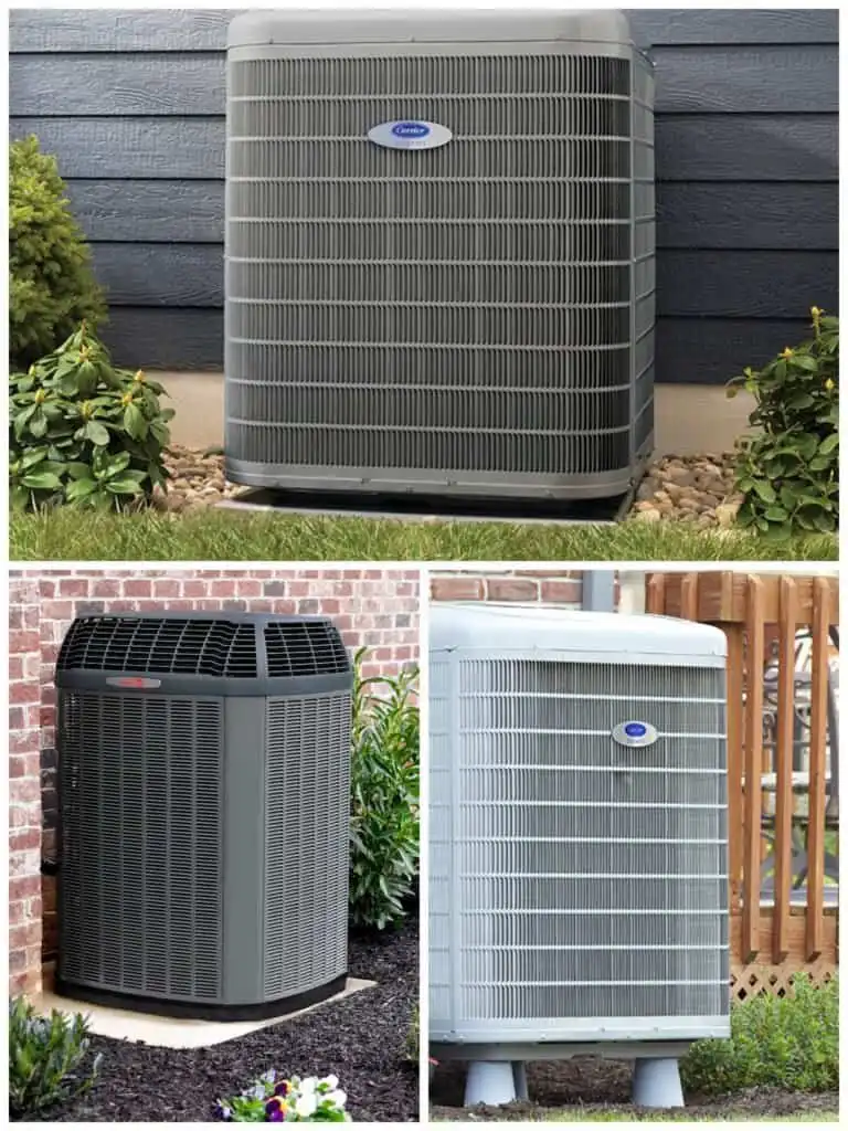 Outdoor air conditioning units for home cooling systems.