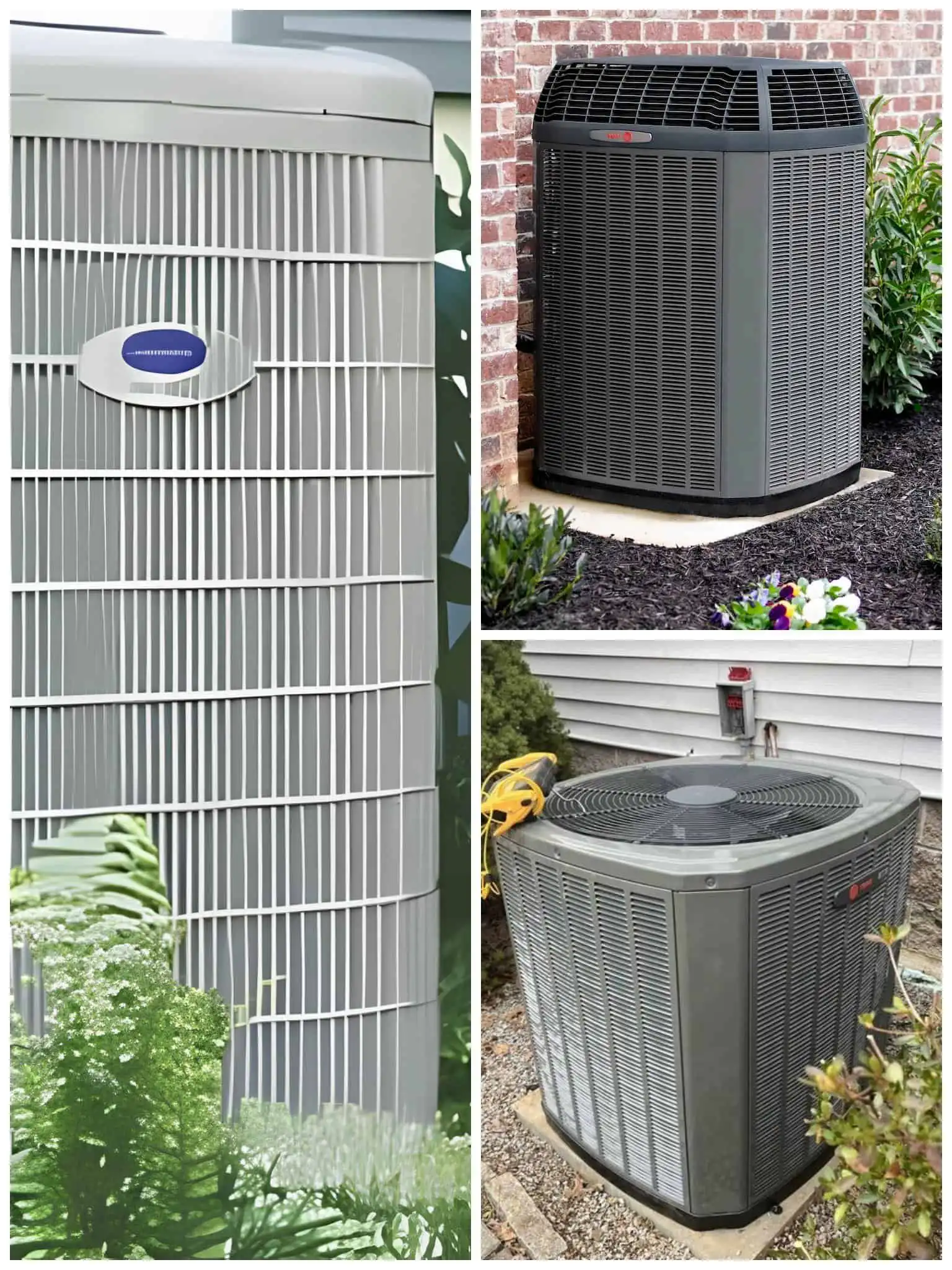 High-efficiency heat pump units for residential cooling and heating.