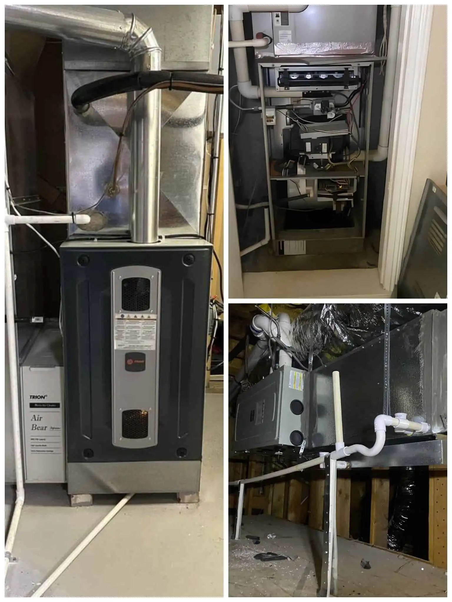 HVAC furnace setup in basement.