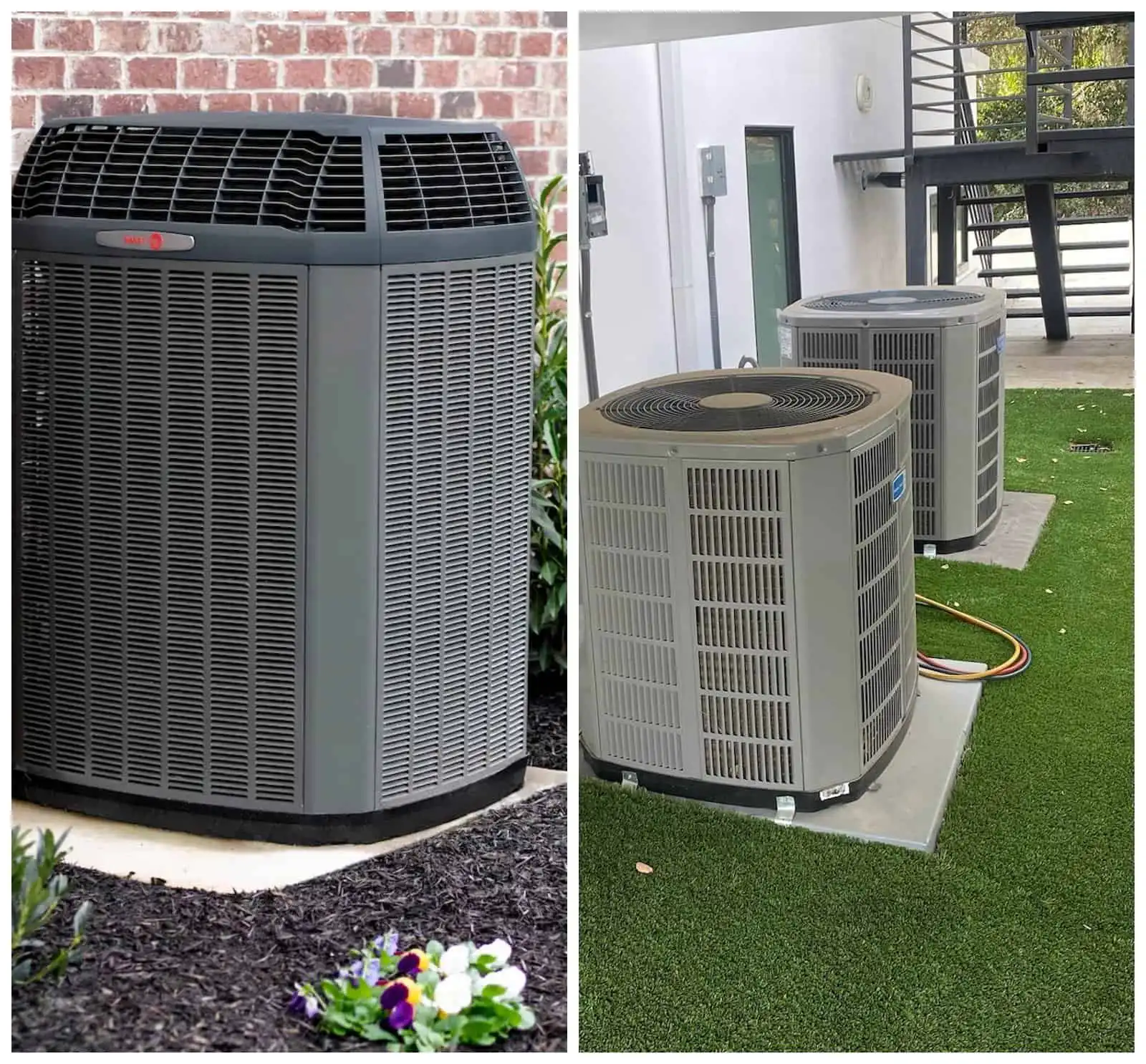 Heat pump outdoor units installed in Woodland Hills residential property.