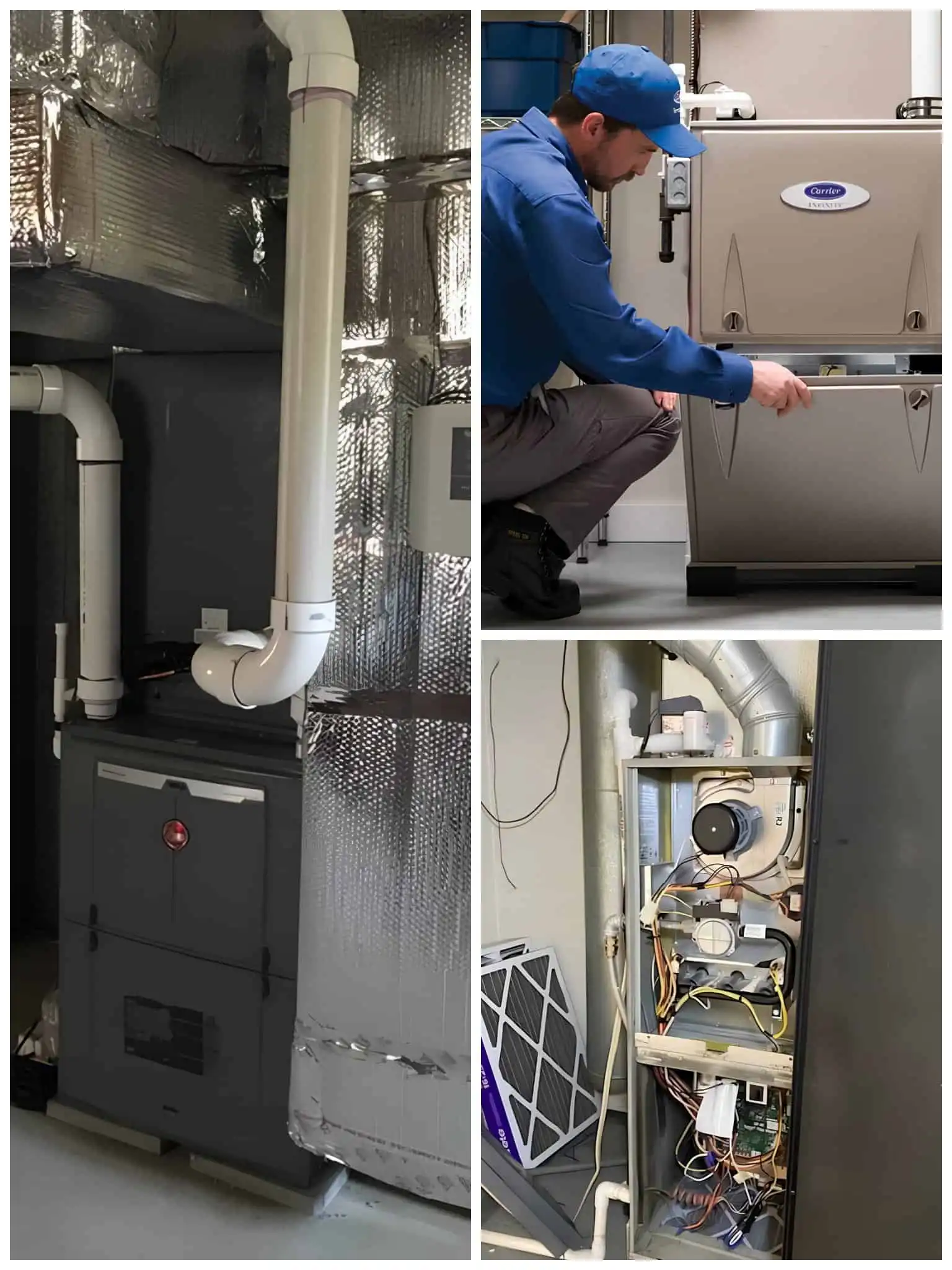 Technician inspecting HVAC furnace system in Calabasas.