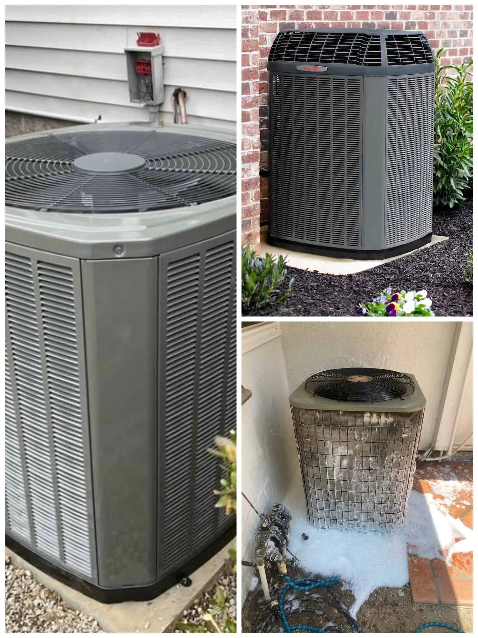 Outdoor heat pump unit for cooling and heating.