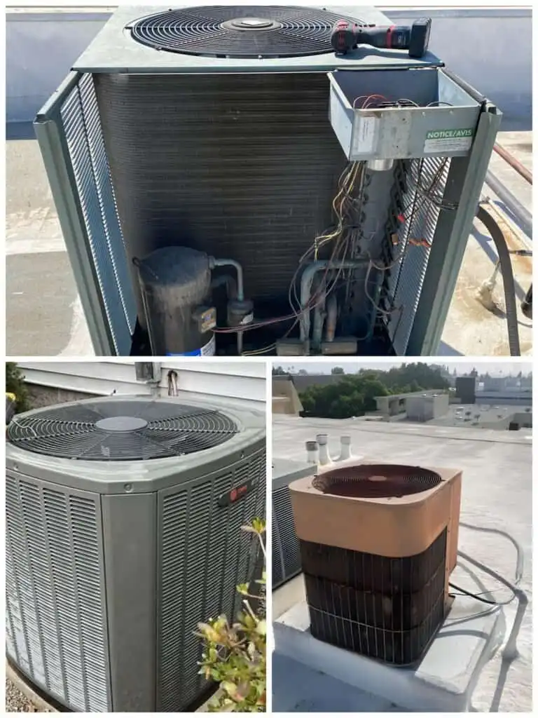 HVAC rooftop units and cooling systems for commercial buildings.