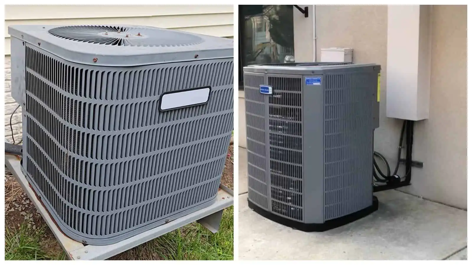 Outdoor HVAC air conditioning units for cooling systems.