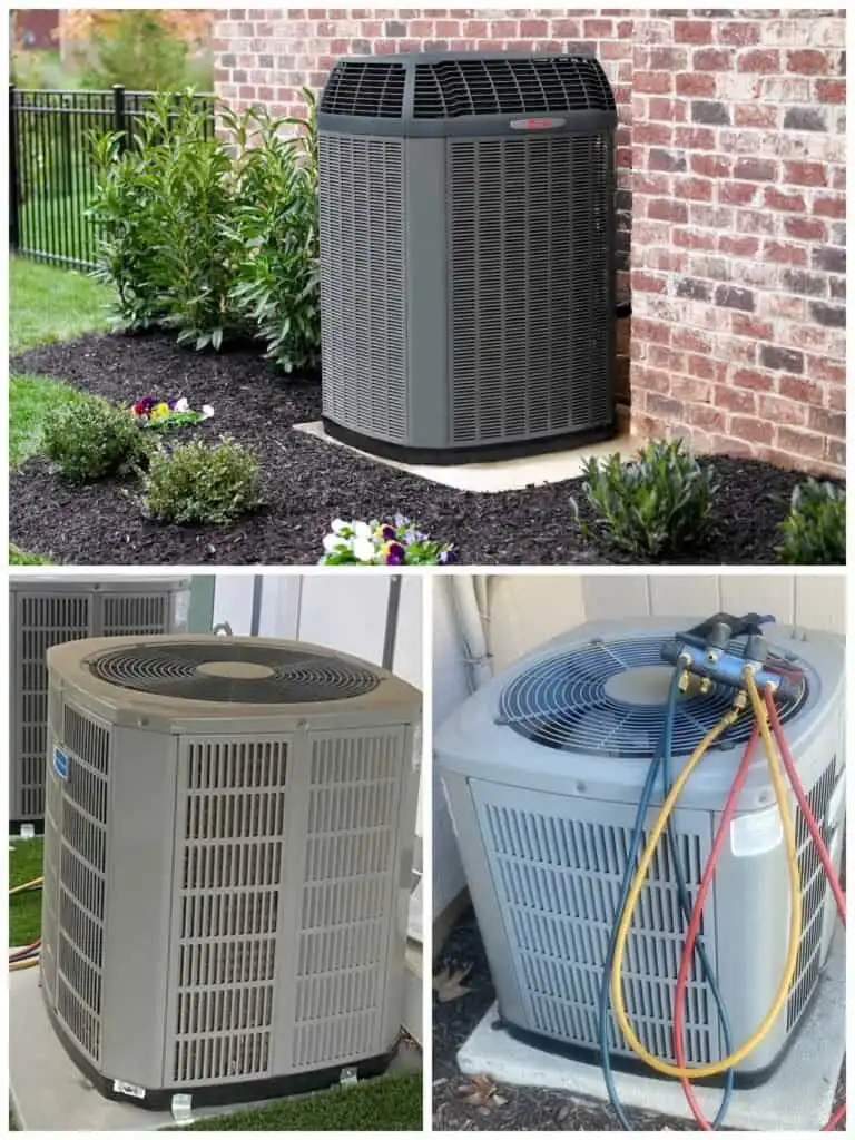 Outdoor HVAC unit for cooling and heating.
